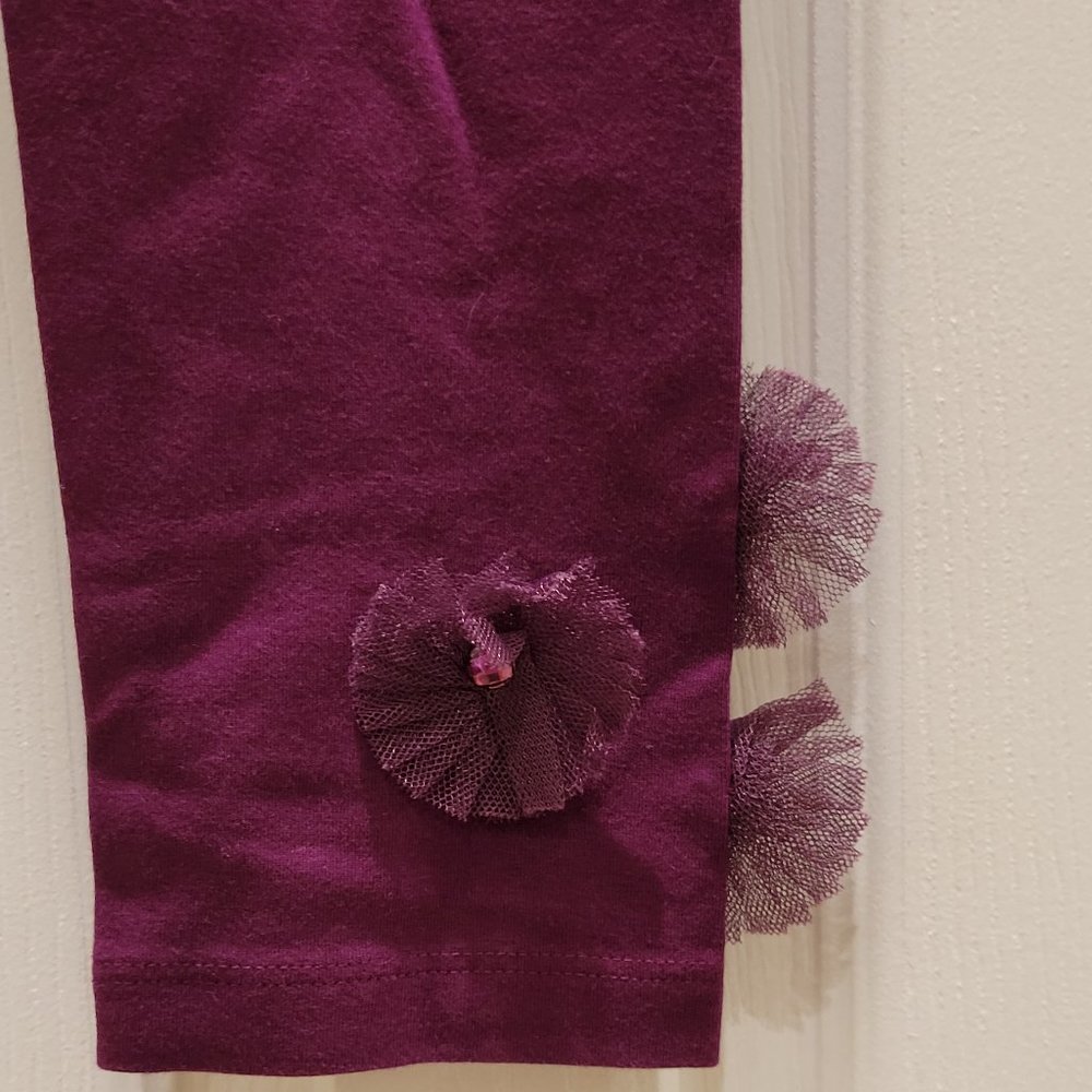 Lands End Girls Purple Applique Leggings sz. M (10-12)